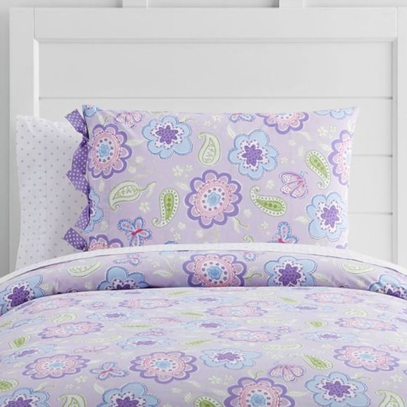 Housse De Couette Pottery Barn Kids – Fleurs Papillons Pink – Full Queen Coton Bio